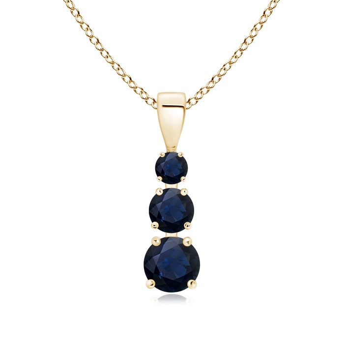 5mm A Graduated Round Blue Sapphire Three Stone Pendant in Yellow Gold 