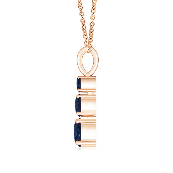 5mm AA Graduated Round Blue Sapphire Three Stone Pendant in Rose Gold product image