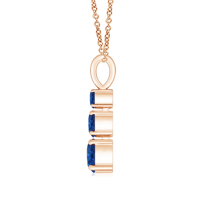 5mm AAA Graduated Round Blue Sapphire Three Stone Pendant in Rose Gold product image