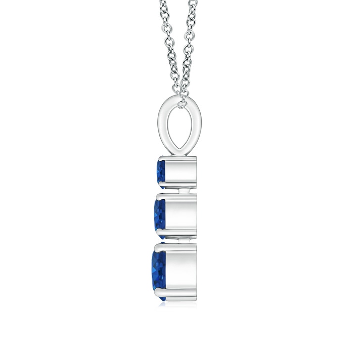 5mm AAA Graduated Round Blue Sapphire Three Stone Pendant in White Gold product image