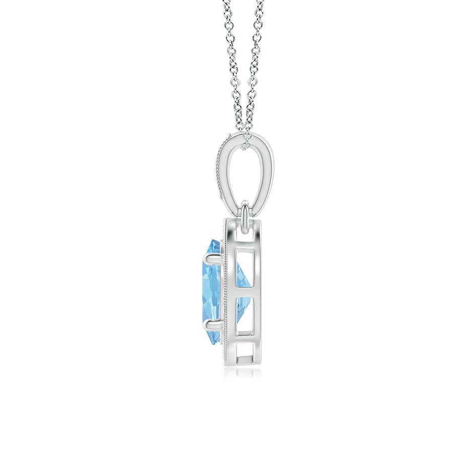 7x5mm AAAA Vintage Style Oval Aquamarine Pendant with Diamond Halo in White Gold side 199