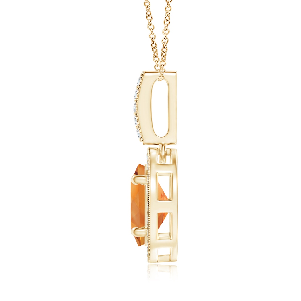 8x6mm AAA Vintage Style Oval Citrine Pendant with Diamond Halo in Yellow Gold Product Image