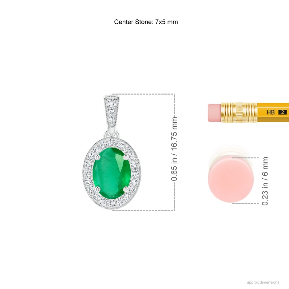 7x5mm A Vintage Style Oval Emerald Pendant with Diamond Halo in P950 Platinum ruler