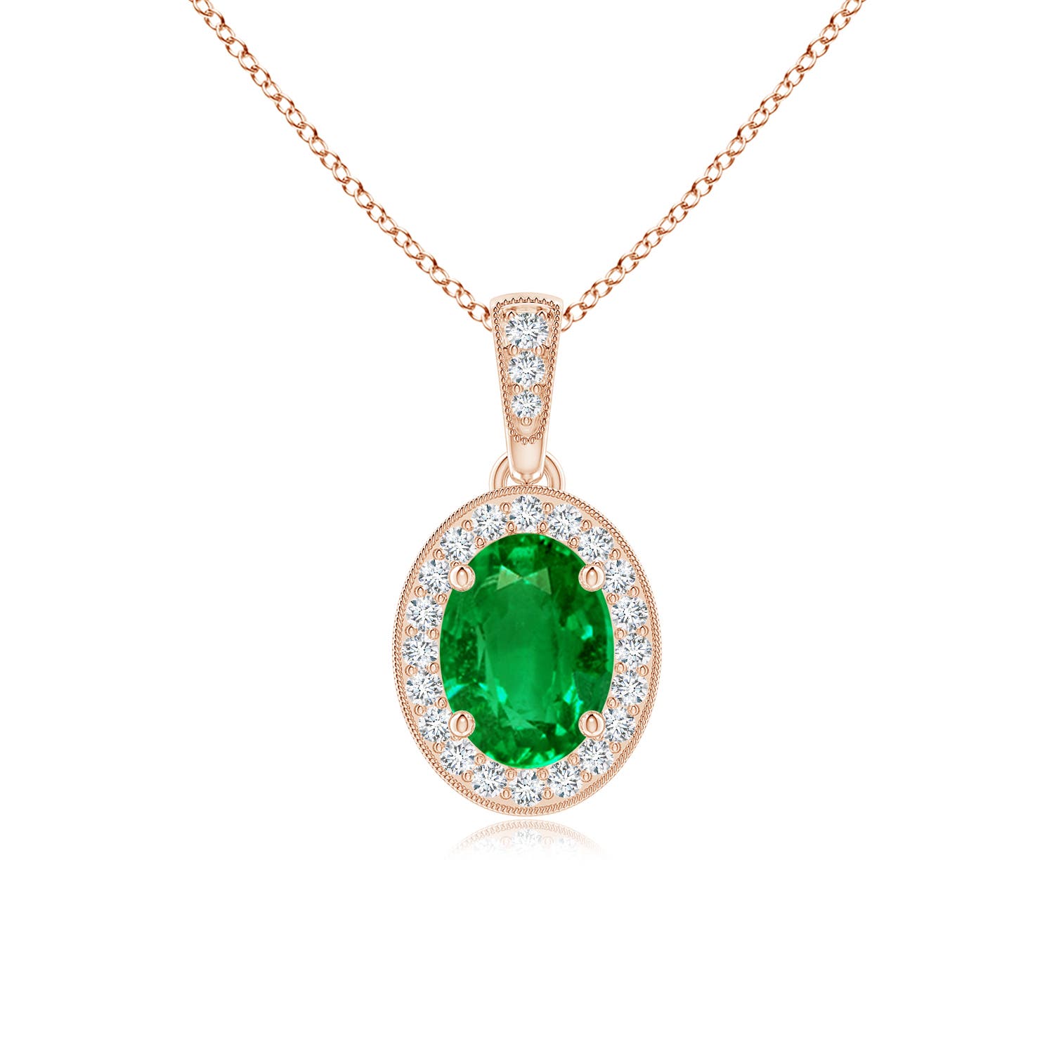 AAAA - Emerald / 0.78 CT / 14 KT Rose Gold