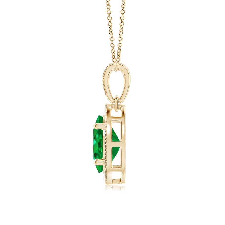 8x6mm AAA Vintage Style Oval Emerald Pendant with Diamond Halo in Yellow Gold side 199