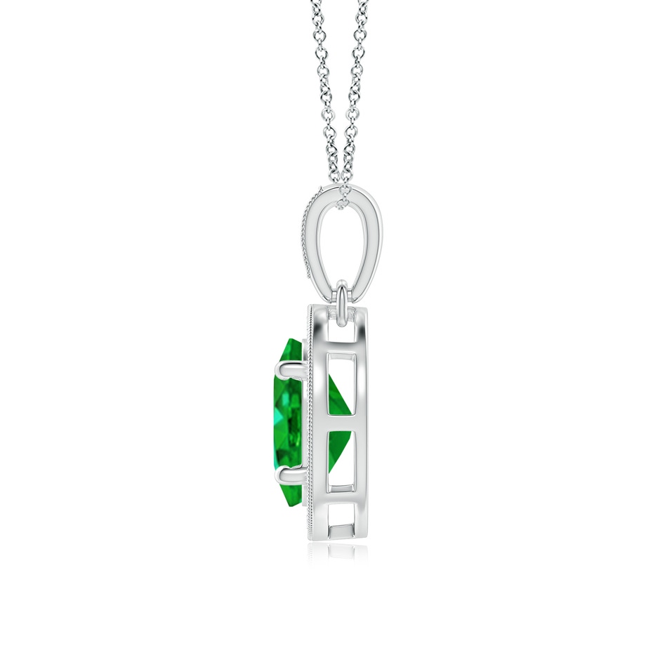 8x6mm AAAA Vintage Style Oval Emerald Pendant with Diamond Halo in P950 Platinum side 199