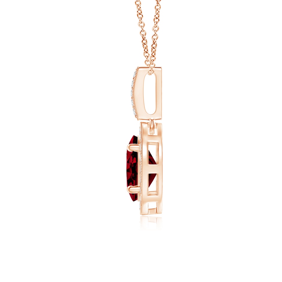 7x5mm AAAA Vintage Style Oval Garnet Pendant with Diamond Halo in Rose Gold product image