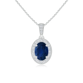 7x5mm AA Vintage Style Oval Sapphire Pendant with Diamond Halo in P950 Platinum