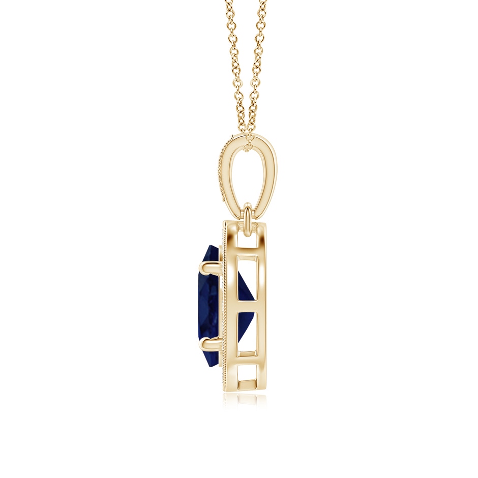 8x6mm A Vintage Style Oval Sapphire Pendant with Diamond Halo in Yellow Gold side 199