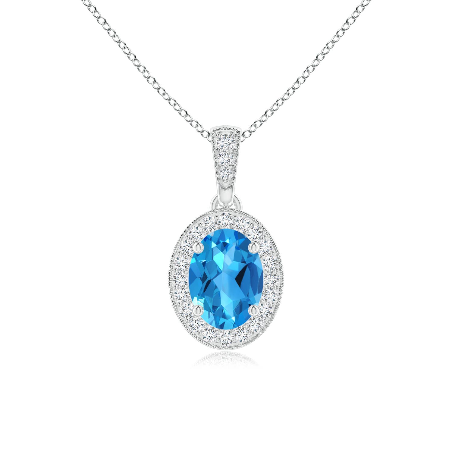 AAAA - Swiss Blue Topaz / 1.07 CT / 14 KT White Gold