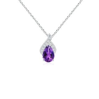 6x4mm AAAA Solitaire Pear-Shaped Amethyst Flame Pendant in P950 Platinum