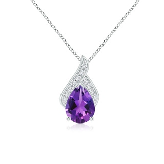 8x6mm AAAA Solitaire Pear-Shaped Amethyst Flame Pendant in P950 Platinum