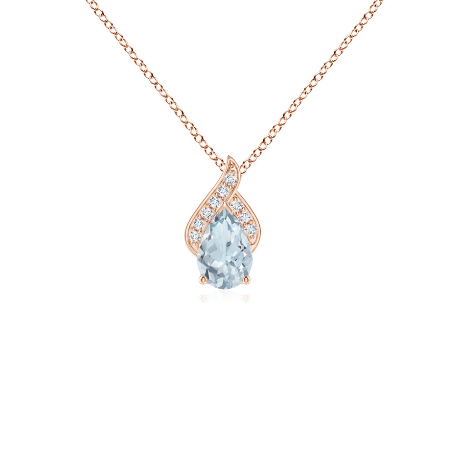6x4mm A Solitaire Pear-Shaped Aquamarine Flame Pendant in Rose Gold 