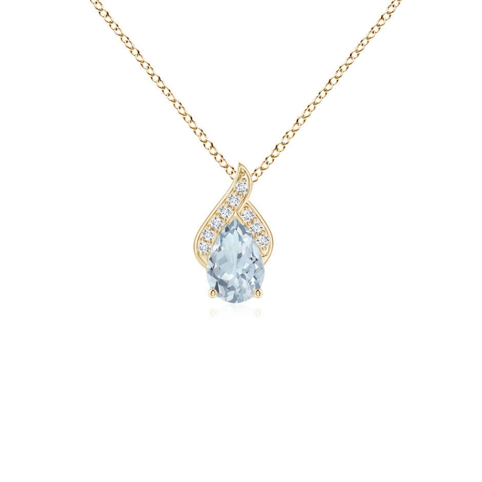 6x4mm A Solitaire Pear-Shaped Aquamarine Flame Pendant in Yellow Gold 