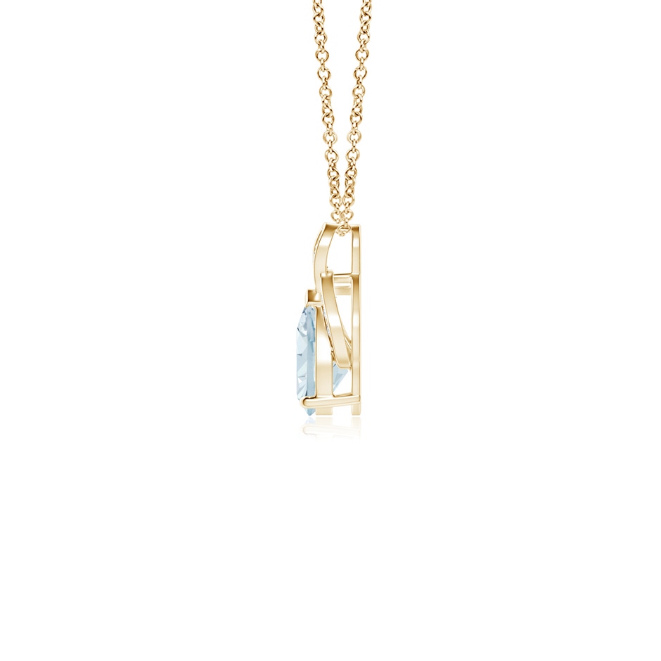 6x4mm A Solitaire Pear-Shaped Aquamarine Flame Pendant in Yellow Gold side-1