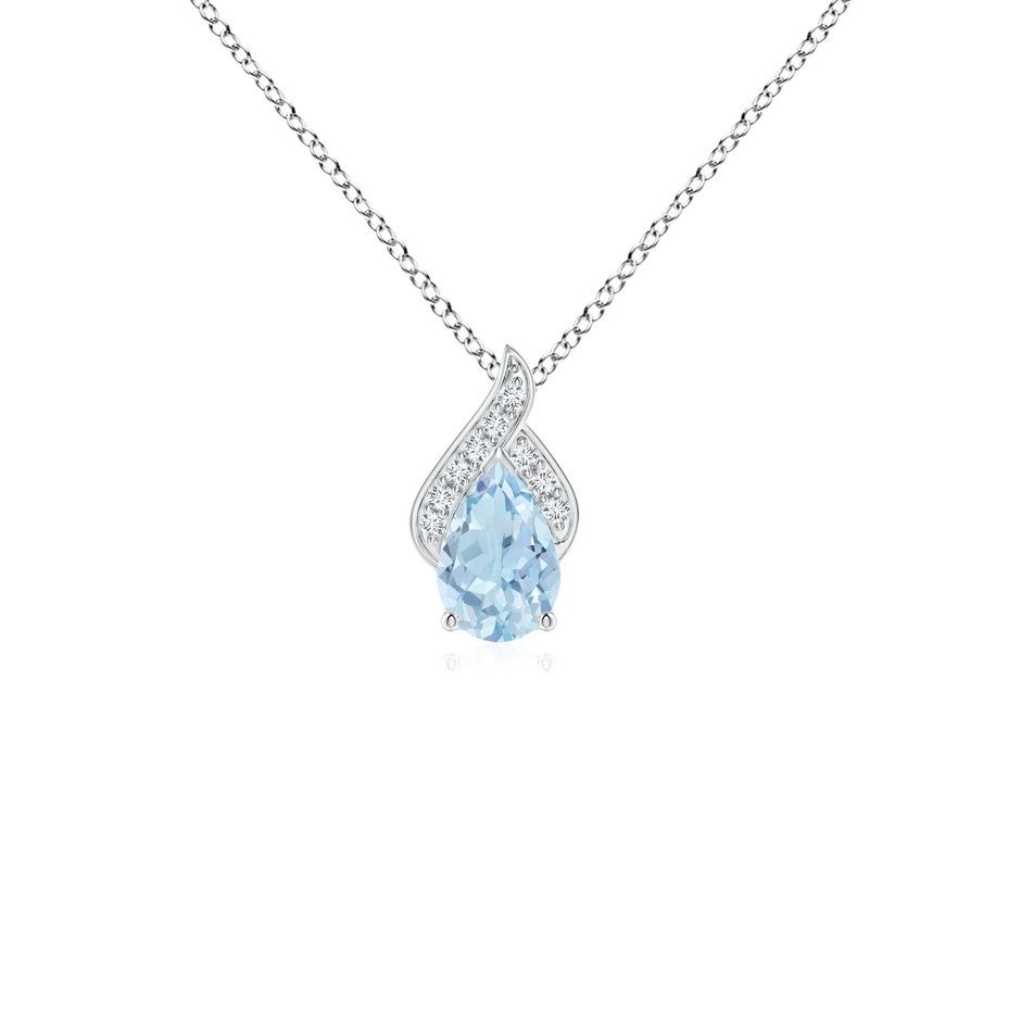 6x4mm AA Solitaire Pear-Shaped Aquamarine Flame Pendant in White Gold 