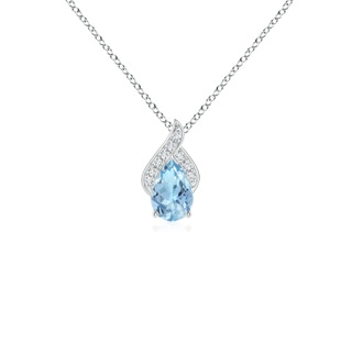 6x4mm AAA Solitaire Pear-Shaped Aquamarine Flame Pendant in White Gold