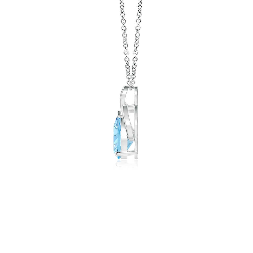 6x4mm AAAA Solitaire Pear-Shaped Aquamarine Flame Pendant in P950 Platinum Side-1