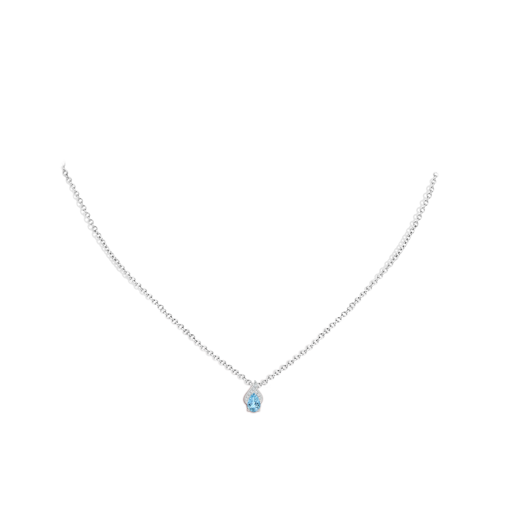 6x4mm AAAA Solitaire Pear-Shaped Aquamarine Flame Pendant in P950 Platinum Body-Neck