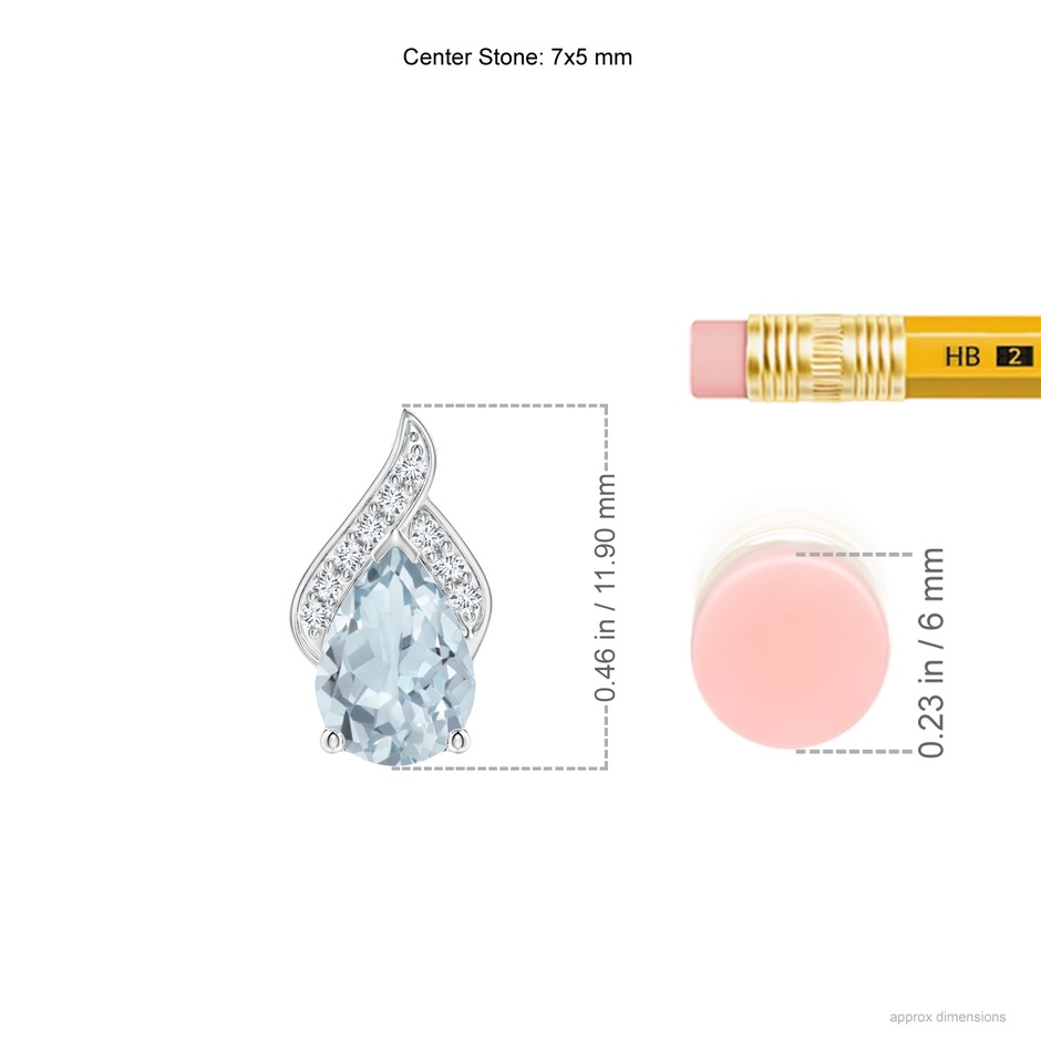 7x5mm A Solitaire Pear-Shaped Aquamarine Flame Pendant in White Gold ruler