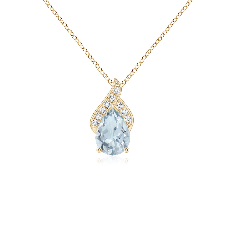 7x5mm A Solitaire Pear-Shaped Aquamarine Flame Pendant in Yellow Gold 