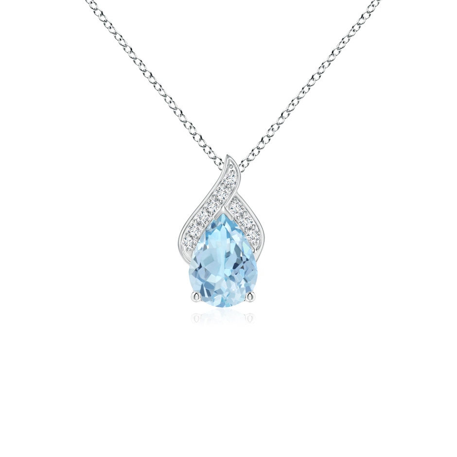 7x5mm AAA Solitaire Pear-Shaped Aquamarine Flame Pendant in White Gold 