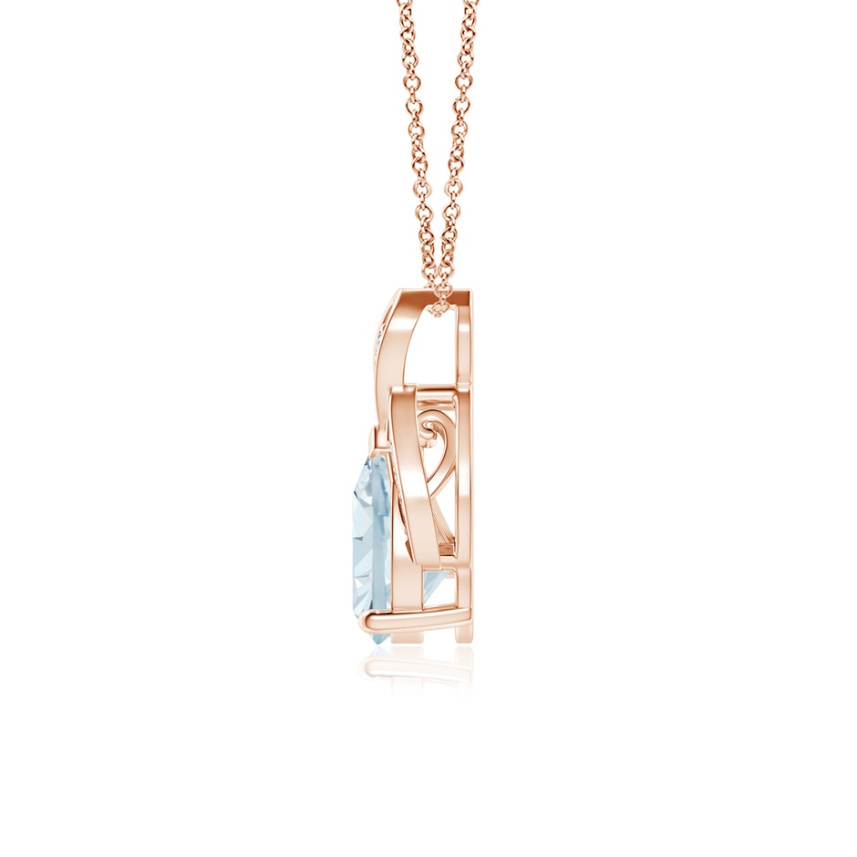 8x6mm A Solitaire Pear-Shaped Aquamarine Flame Pendant in Rose Gold side-1