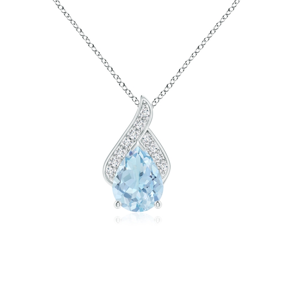 8x6mm AA Solitaire Pear-Shaped Aquamarine Flame Pendant in P950 Platinum 