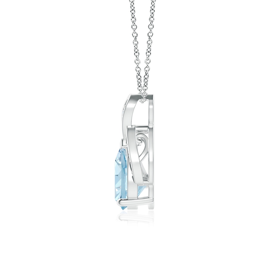 8x6mm AA Solitaire Pear-Shaped Aquamarine Flame Pendant in P950 Platinum side-1