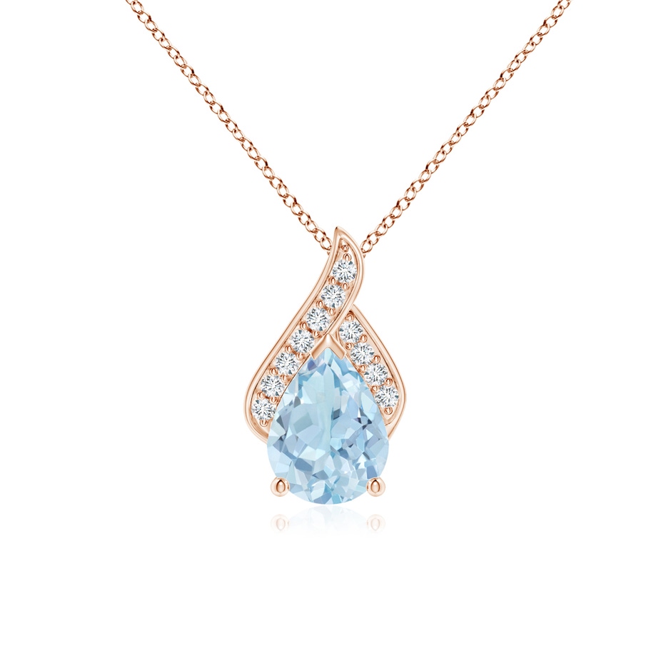 8x6mm AA Solitaire Pear-Shaped Aquamarine Flame Pendant in Rose Gold 