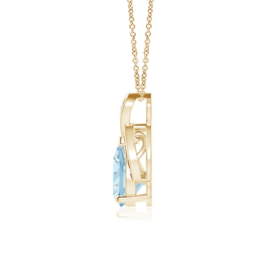 8x6mm AA Solitaire Pear-Shaped Aquamarine Flame Pendant in Yellow Gold side-1