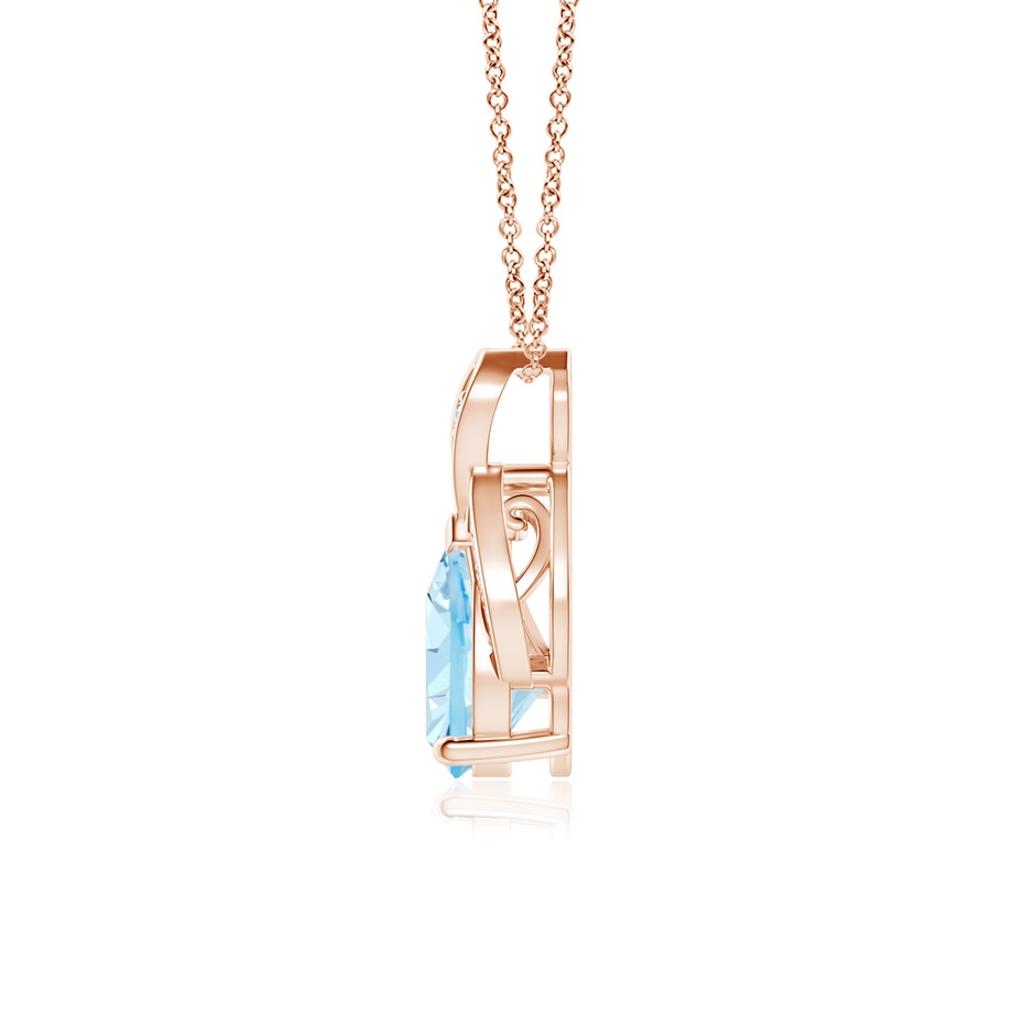8x6mm AAA Solitaire Pear-Shaped Aquamarine Flame Pendant in Rose Gold side-1