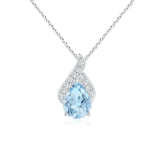 8x6mm AAA Solitaire Pear-Shaped Aquamarine Flame Pendant in White Gold
