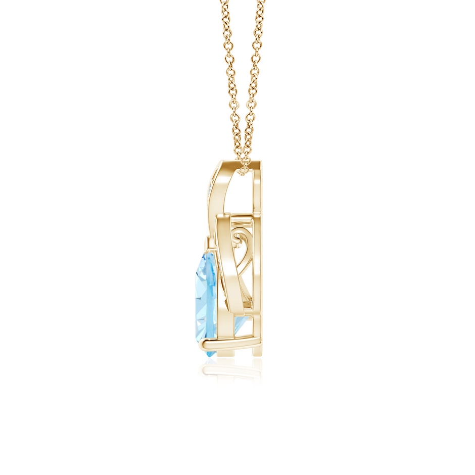 8x6mm AAA Solitaire Pear-Shaped Aquamarine Flame Pendant in Yellow Gold side-1