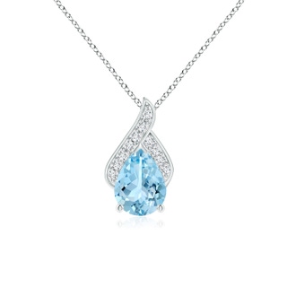 8x6mm AAAA Solitaire Pear-Shaped Aquamarine Flame Pendant in P950 Platinum
