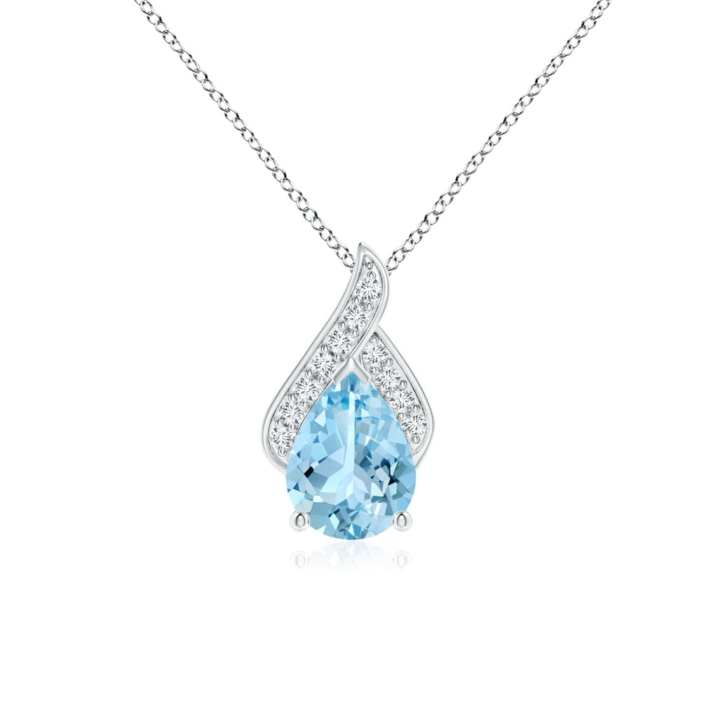 8x6mm AAAA Solitaire Pear-Shaped Aquamarine Flame Pendant in White Gold