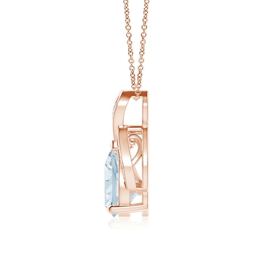 9x7mm A Solitaire Pear-Shaped Aquamarine Flame Pendant in Rose Gold side-1