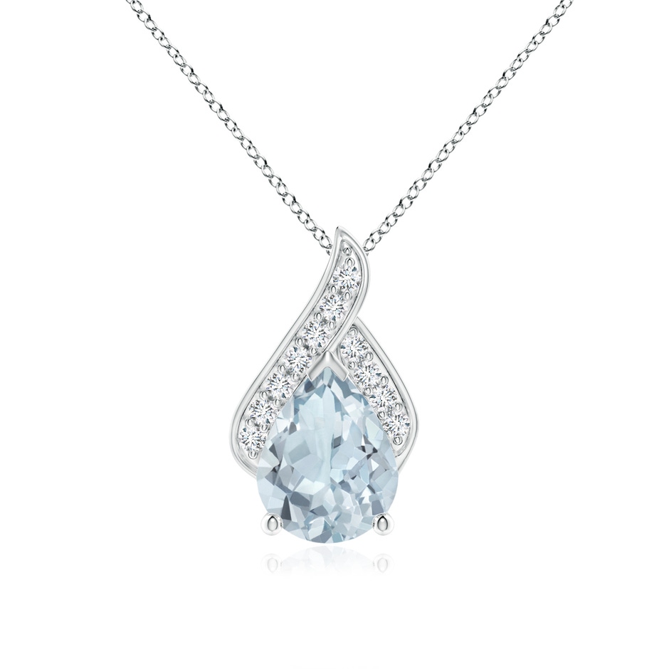 9x7mm A Solitaire Pear-Shaped Aquamarine Flame Pendant in White Gold 
