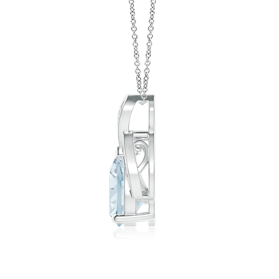 9x7mm A Solitaire Pear-Shaped Aquamarine Flame Pendant in White Gold side-1