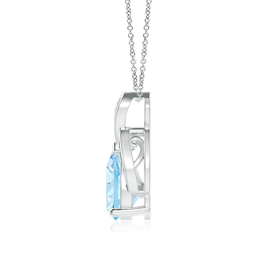 9x7mm AAA Solitaire Pear-Shaped Aquamarine Flame Pendant in White Gold side-1