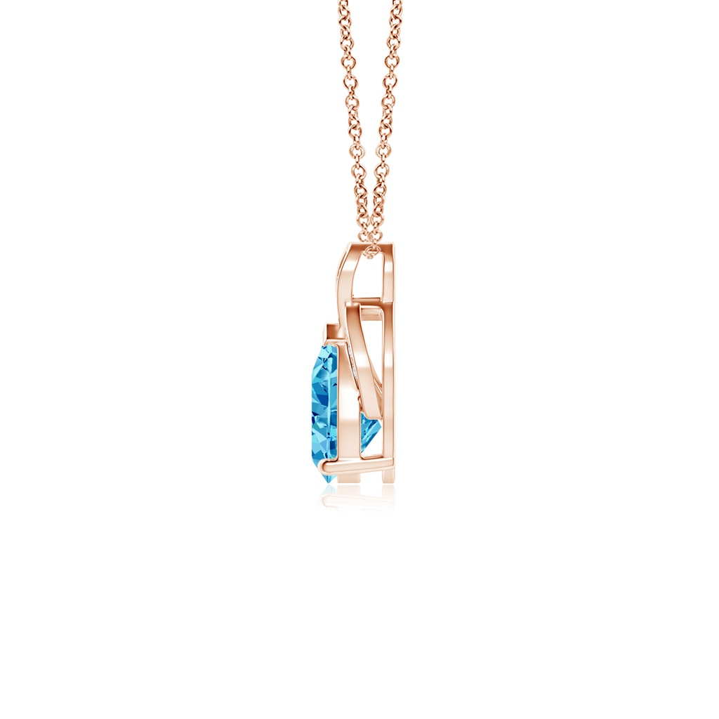 7x5mm AAAA Solitaire Pear-Shaped Fancy Intense Blue Diamond Flame Pendant in Rose Gold - side 199