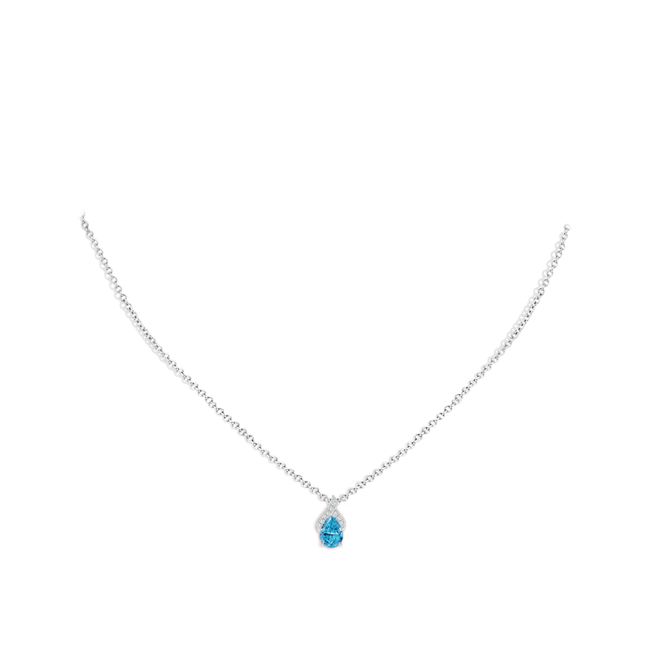 7x5mm AAAA Solitaire Pear-Shaped Fancy Intense Blue Diamond Flame Pendant in White Gold pen