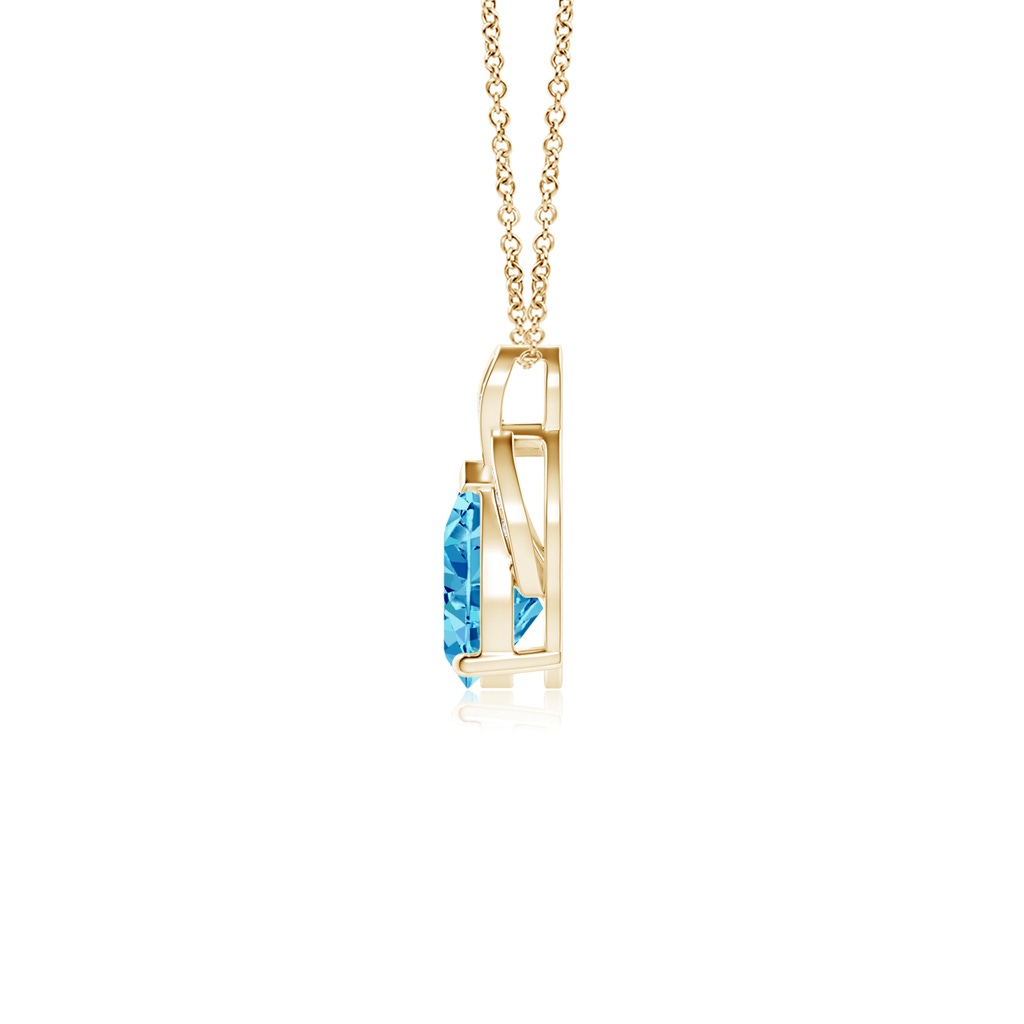7x5mm AAAA Solitaire Pear-Shaped Fancy Intense Blue Diamond Flame Pendant in Yellow Gold - side 199
