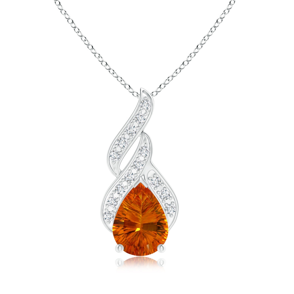 15.05x10.19x7.04mm AAAA GIA Certified Citrine Teardrop Flame Pendant with Diamonds in White Gold