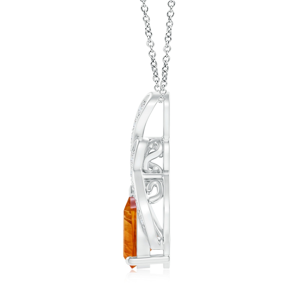 15.05x10.19x7.04mm AAAA GIA Certified Citrine Teardrop Flame Pendant with Diamonds in White Gold Side 199