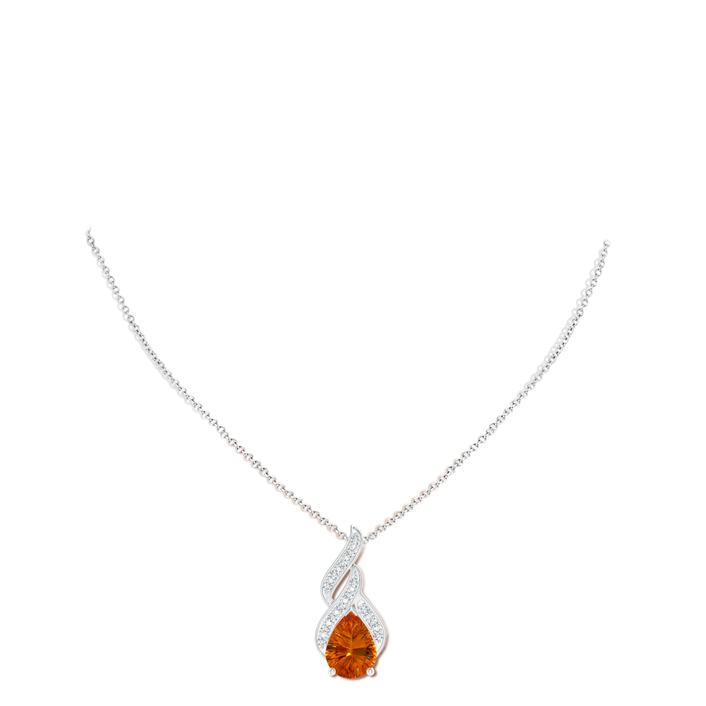 15.05x10.19x7.04mm AAAA GIA Certified Citrine Teardrop Flame Pendant with Diamonds in White Gold pen