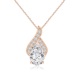 11x7mm HSI2 Solitaire Pear-Shaped Diamond Flame Pendant in Rose Gold