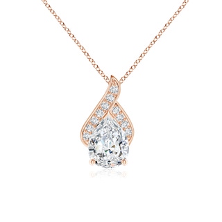 8.5x6.5mm GVS2 Solitaire Pear-Shaped Diamond Flame Pendant in Rose Gold