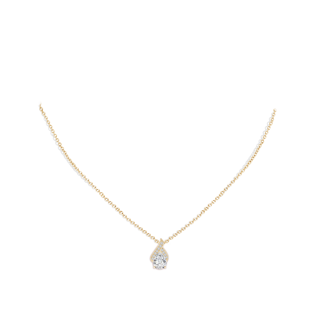 8.5x6.5mm HSI2 Solitaire Pear-Shaped Diamond Flame Pendant in Yellow Gold pen