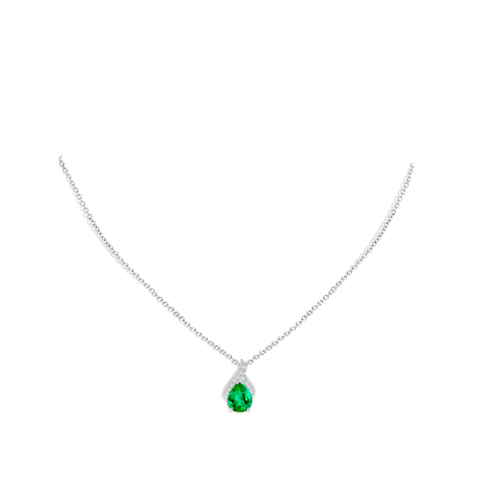 10x8mm AAA Solitaire Pear-Shaped Emerald Flame Pendant in P950 Platinum pen
